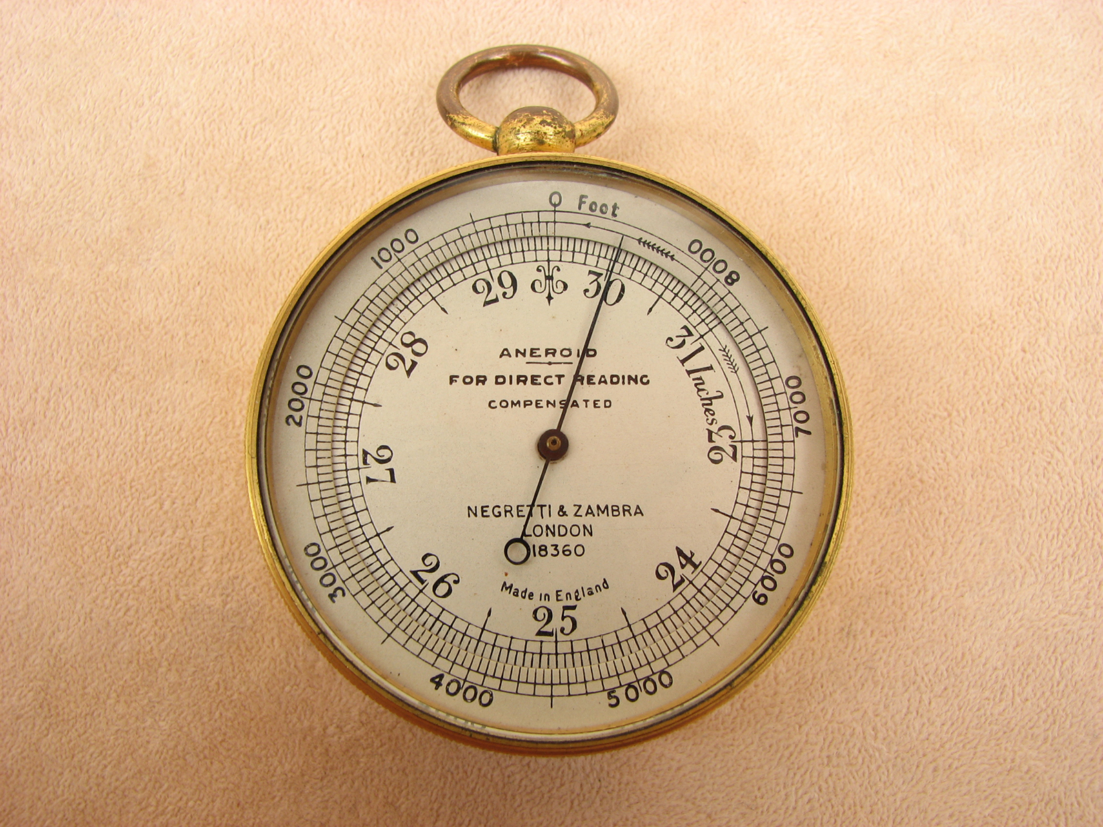 Victorian pocket barometer with altimeter by Negretti & Zambra